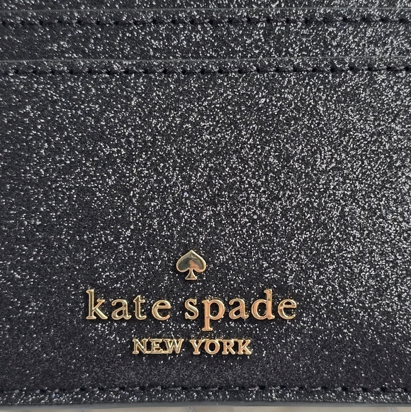 Kate Spade New York Glitter Boxed Small Faux Leather Card holder Black N… - Picture 6 of 8